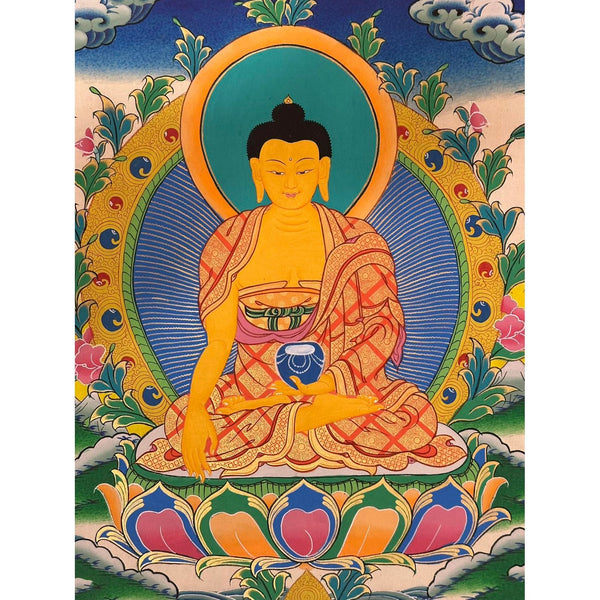 Shakyamuni Buddha Thangka - Silk Framed - Art Of Tibet