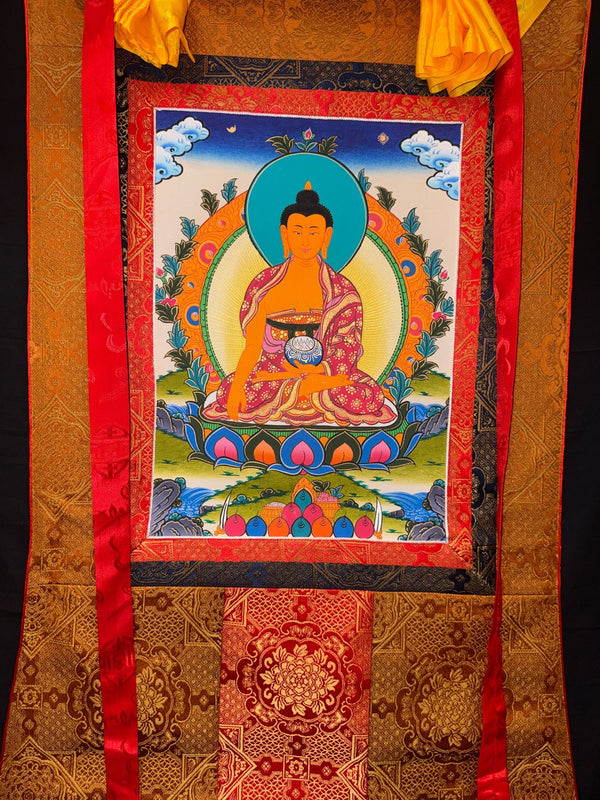Shakyamuni Buddha Thangka - Silk Framed - Art Of Tibet