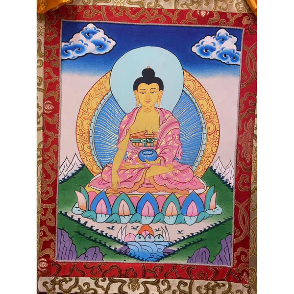 Shakyamuni Buddha Thangka - Silk Framed - Art Of Tibet