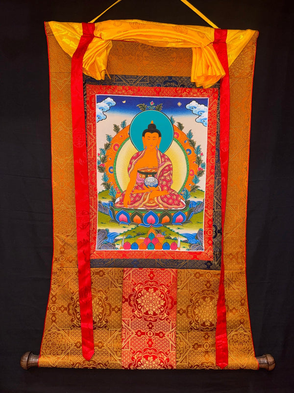 Shakyamuni Buddha Thangka - Silk Framed - Art Of Tibet