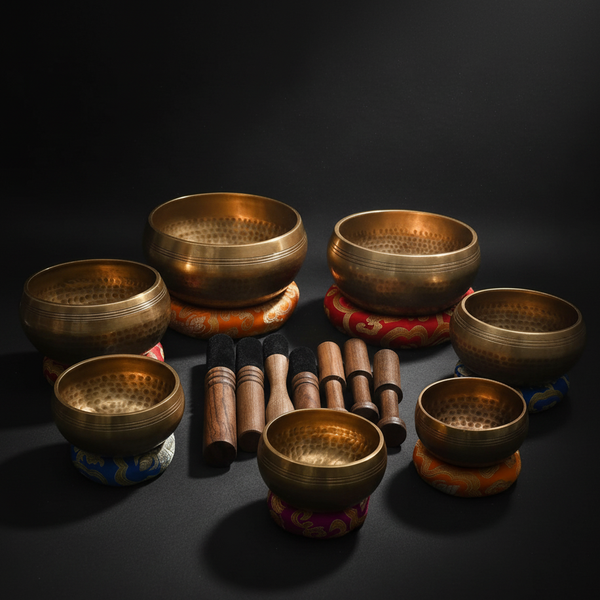 Set of 7 Tibetan Hand Hammered Singing Bowl