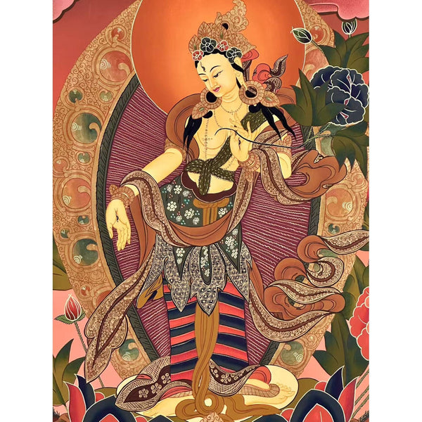 Standing White Tara Thangka - Art Of Tibet