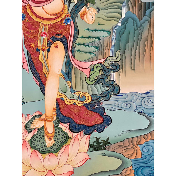 Standing White Tara Thangka - Art Of Tibet