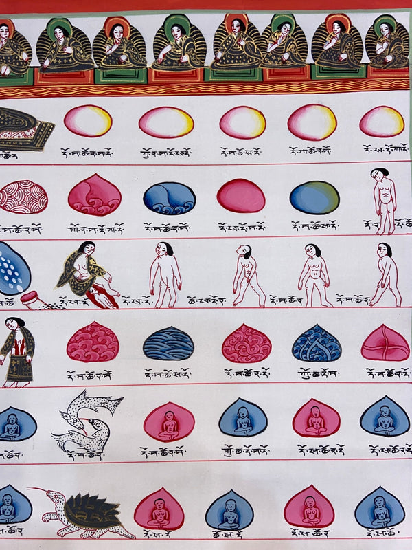 Tibetan Medical Thangka - Human Birth Cycle - Art Of Tibet