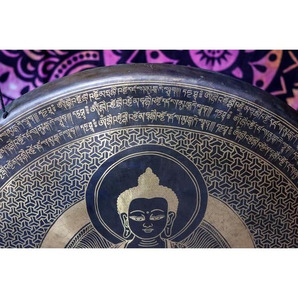 Tibetan Om Mantra Buddha Carving Gong