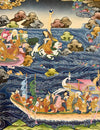Water Buddha with 16 Arhats Large Thangka - Art Of Tibet
