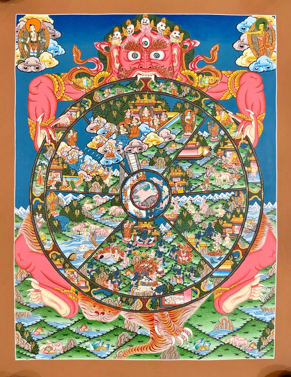 Wheel Of Life Masterpiece Large Thangka - Art Of Tibet