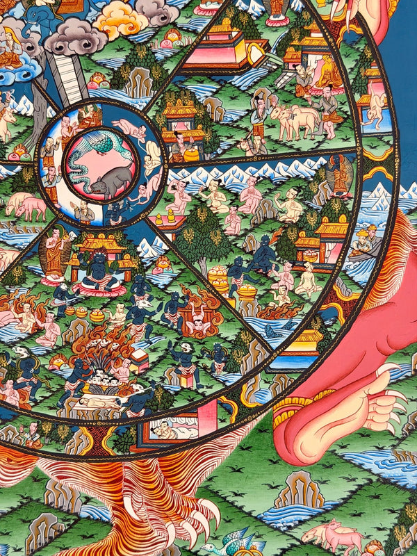 Wheel Of Life Masterpiece Large Thangka - Art Of Tibet