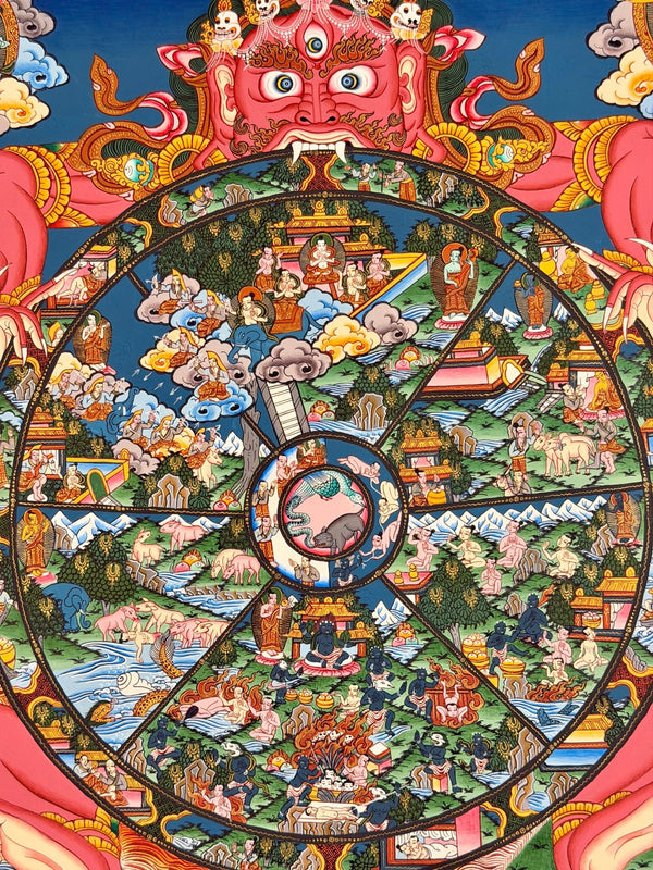 Wheel Of Life Masterpiece Large Thangka - Art Of Tibet
