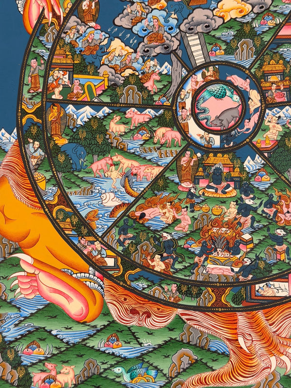 Wheel Of Life Masterpiece Large Thangka - Art Of Tibet