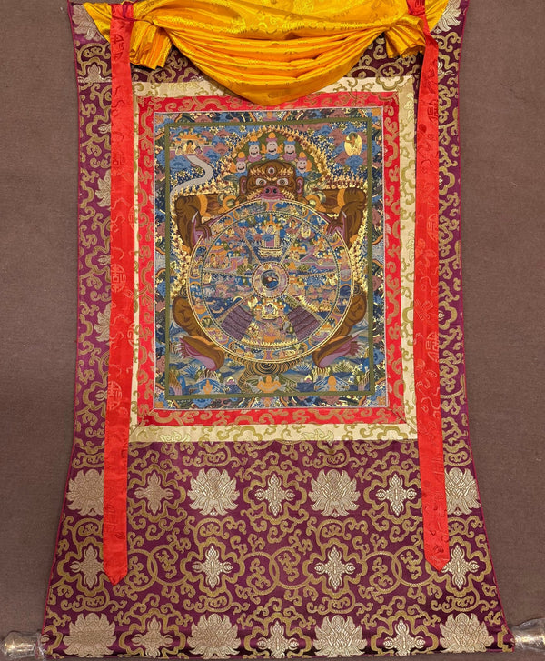 Wheel Of Life Masterpiece Thangka - Silk Framed - Art Of Tibet