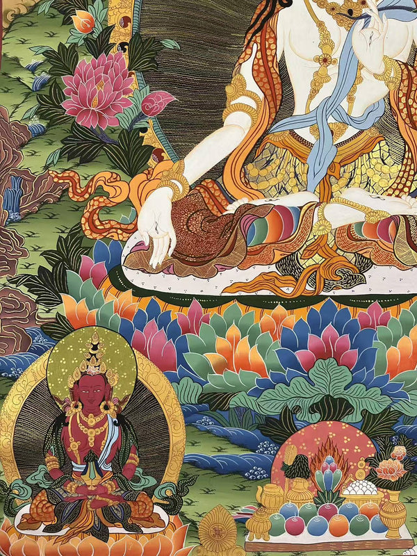 White Tara Large Thangka - Art Of Tibet