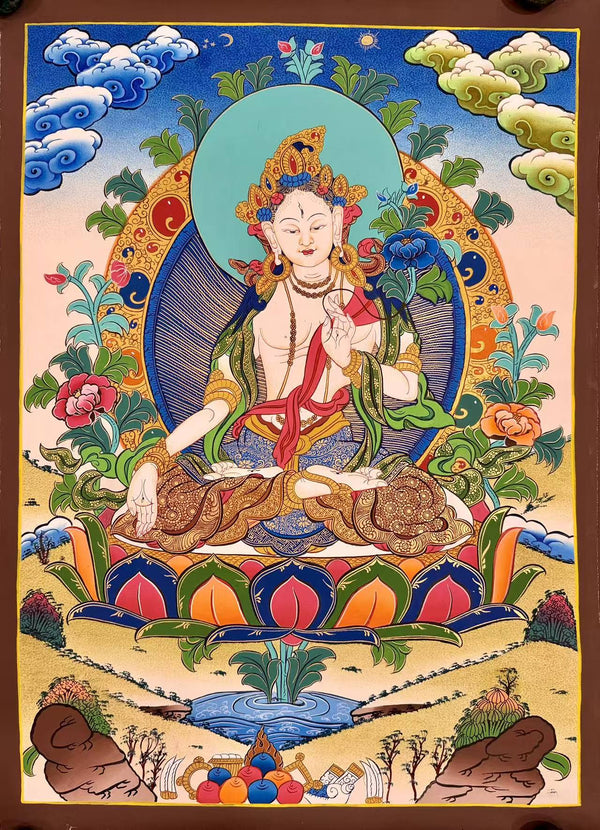 White Tara Thangka - Art Of Tibet