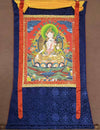 White Tara Thangka - Silk Framed - Art Of Tibet