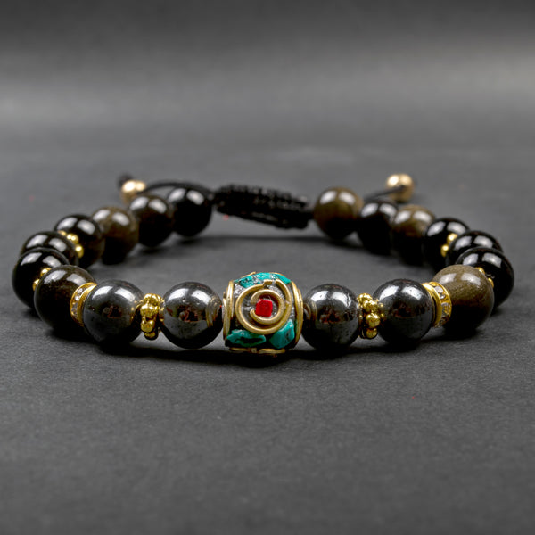 Obsidian With Hematite Grounding Bracelet