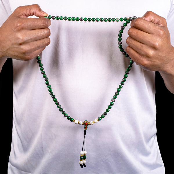 Ruby Zoisite with Howlite Mala