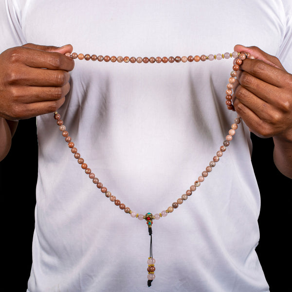 Rhodonite with Rose Quartz Compassion Mala