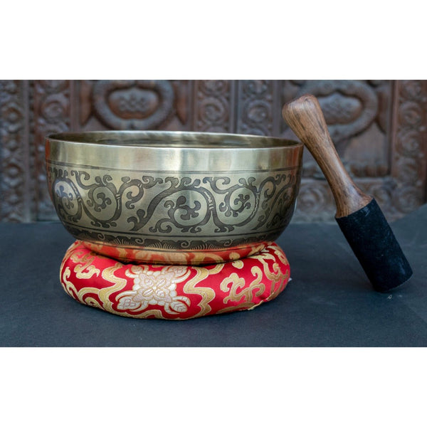 Seven Chakra with Flower of Life Carved Singing Bowl