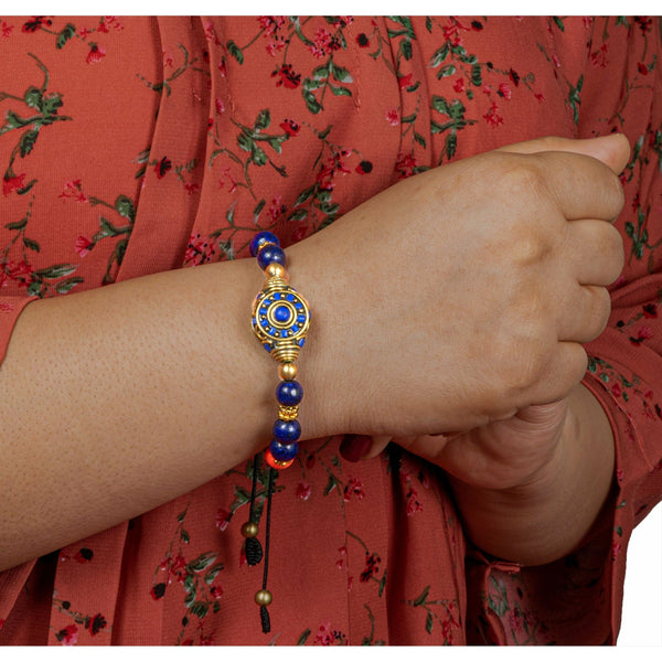 Lapis Wheel Of Dharma Charm Bracelet