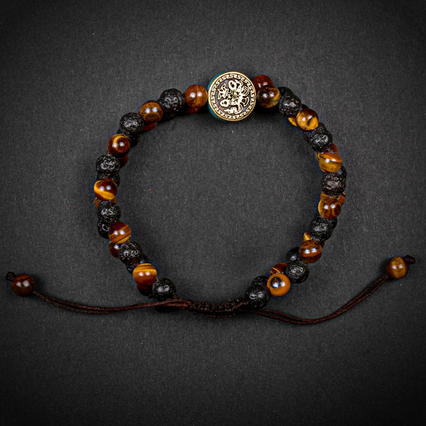 Tiger Eye Lava Stone Double Layer Bracelet
