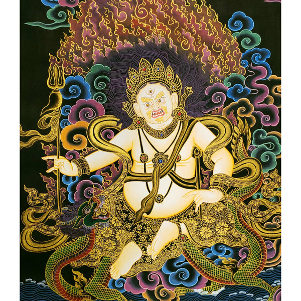 White Jambhala Tibetan Thangka
