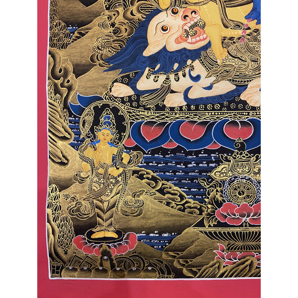 Jambhala(Kubera) Masterpiece Tibetan Thangka Painting