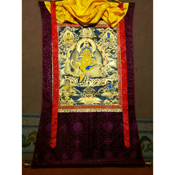Pancha(Five) Jambhala Thangka - Silk Framed