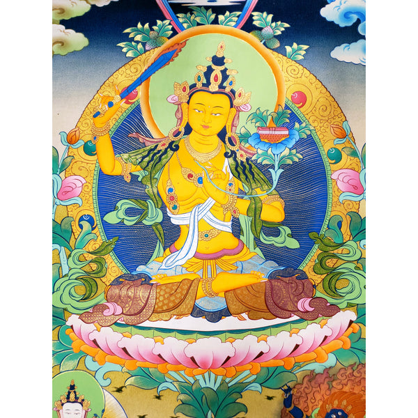 Manjushri God Of Wisdom Tibetan Thangka Painting