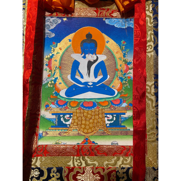Buddha Shakti Yab-Yum Silk Framed Thangka Painting