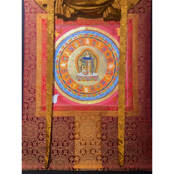 Kalachakra Alphabet Silk Framed Thangka Painting - Art Of Tibet