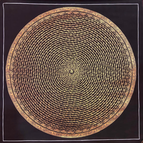 Om Mantra Mandala Large Thangka - Art Of Tibet