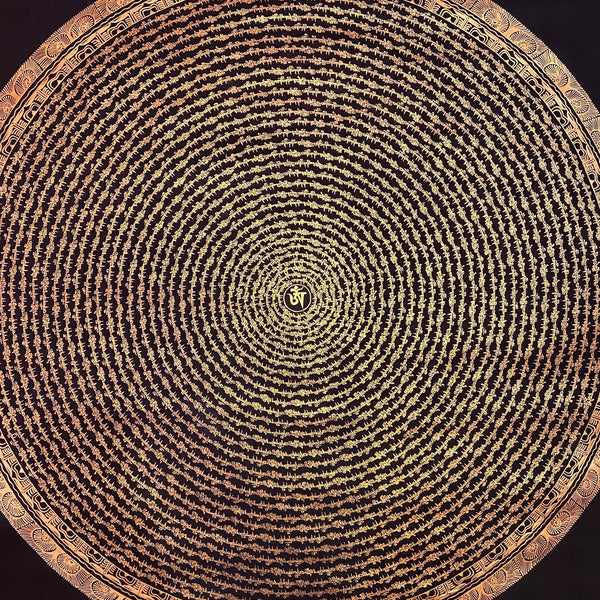 Om Mantra Mandala Large Thangka - Art Of Tibet
