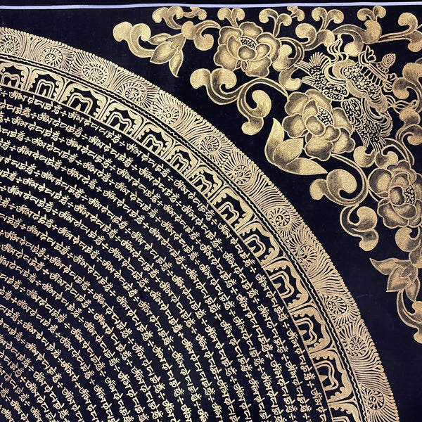 Om Mantra Mandala Large Thangka - Art Of Tibet