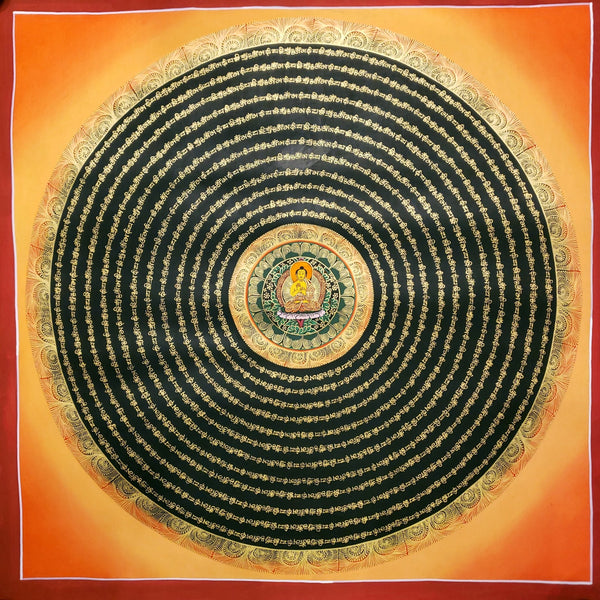 Om Mantra Mandala Thangka - Art Of Tibet