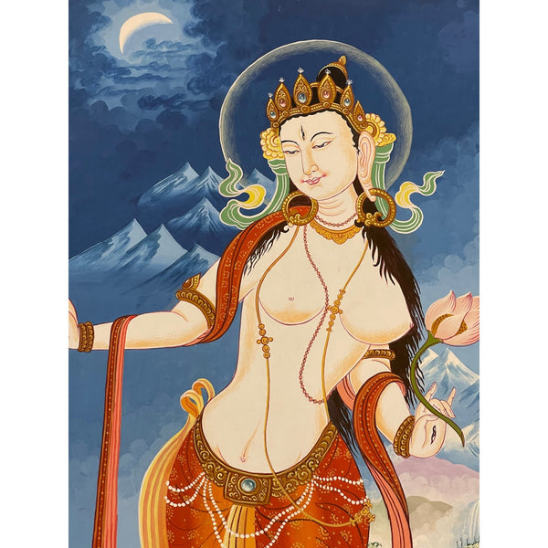 Standing White Tara Thangka - Art Of Tibet