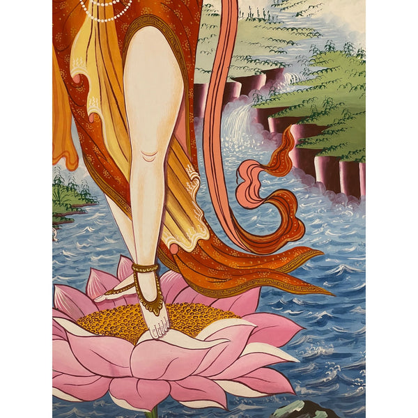 Standing White Tara Thangka - Art Of Tibet