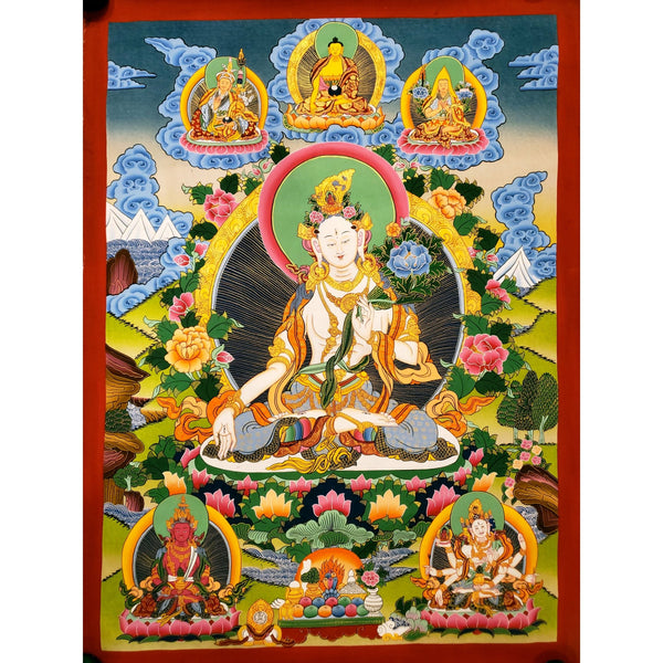White Tara Thangka Painting - Art Of Tibet