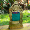 Blessing Buddha Pure Bronze Statue with Coral, Turquoise and Lapis Stone Inlaid