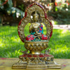 Amoghasiddhi Blessing Buddha Pure Bronze Statue with Coral, Turquoise and Lapis Stone Inlaid