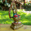 Amoghasiddhi Blessing Buddha Pure Bronze Statue with Coral, Turquoise and Lapis Stone Inlaid