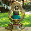 Amoghasiddhi Blessing Buddha Pure Bronze Statue with Coral, Turquoise and Lapis Stone Inlaid