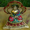 Amoghasiddhi Blessing Buddha Pure Bronze Statue with Coral, Turquoise and Lapis Stone Inlaid