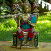 Amoghasiddhi Blessing Buddha Pure Bronze Statue with Coral, Malachite and Lapis Stone Inlaid
