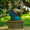 Amoghasiddhi Blessing Buddha Pure Bronze Statue with Coral, Malachite and Lapis Stone Inlaid