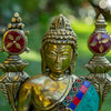 Amoghasiddhi Blessing Buddha Pure Bronze Statue with Coral, Malachite and Lapis Stone Inlaid