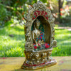 Shakyamuni Buddha Pure Bronze Statue with Coral, Turquoise and Lapis Stone Inlaid
