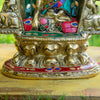 Shakyamuni Buddha Pure Bronze Statue with Coral, Turquoise and Lapis Stone Inlaid