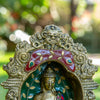 Shakyamuni Buddha Pure Bronze Statue with Coral, Turquoise and Lapis Stone Inlaid