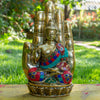 Lord Buddha Seated on Lotus Hand Pure Bronze Statue with Coral, Malachite and Lapis Stone Inlaid