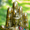 Lord Buddha Seated on Lotus Hand Pure Bronze Statue with Coral, Malachite and Lapis Stone Inlaid